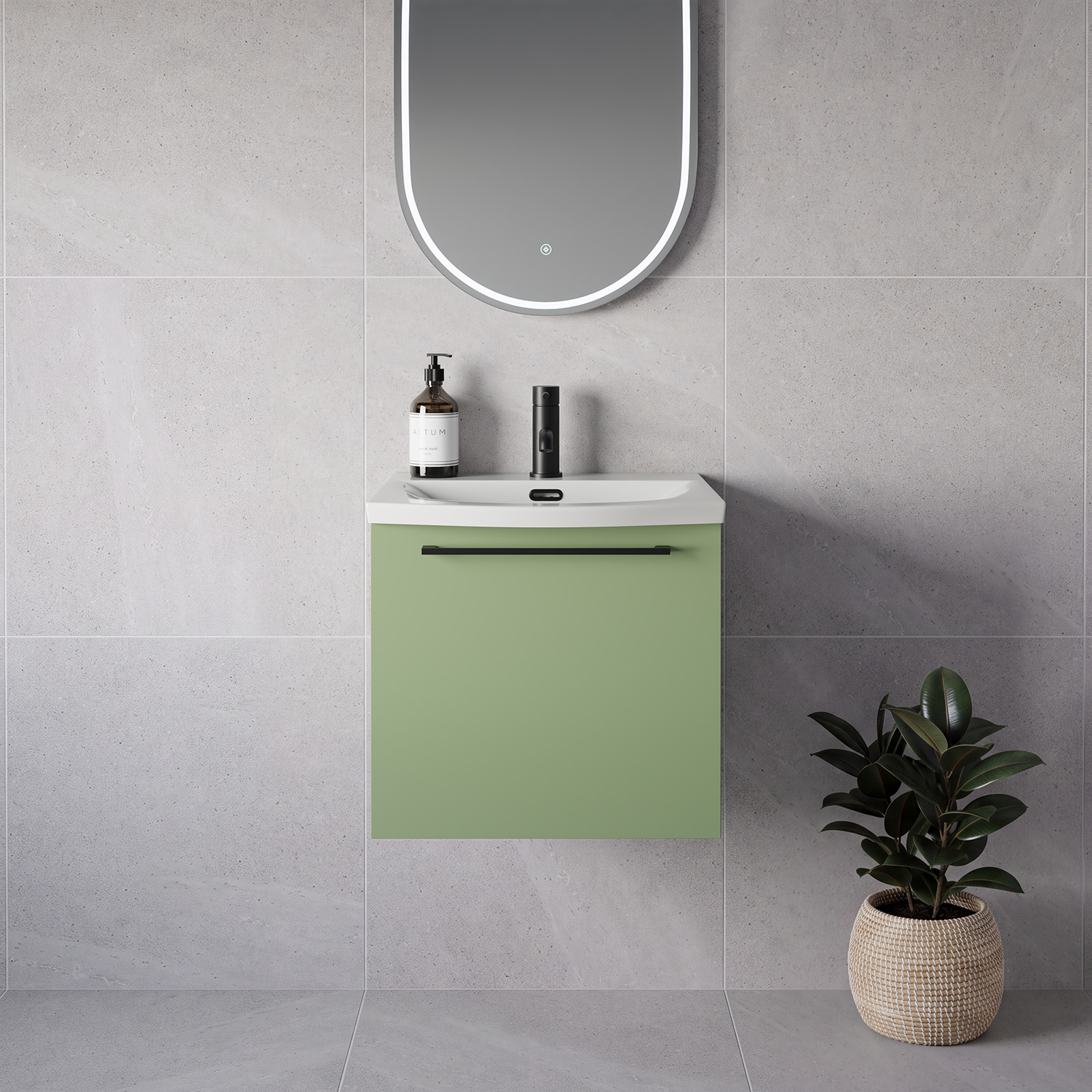 Napoli 390 Wall Mounted Single Drawer Vanity Unit with Arc Basin
