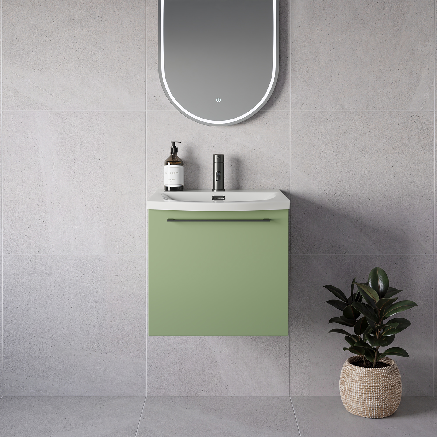Napoli 390 Wall Mounted Single Drawer Vanity Unit with Arc Basin