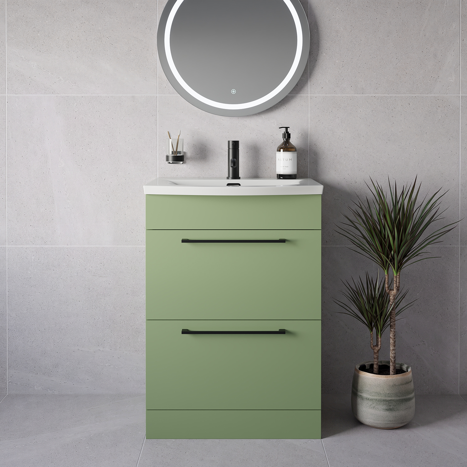 Napoli 390 2 Drawer Vanity Unit with Arc Basin