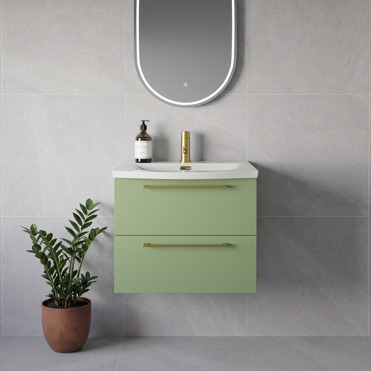 Napoli 390 Wall Mounted 2 Drawer Vanity Unit with Arc Basin