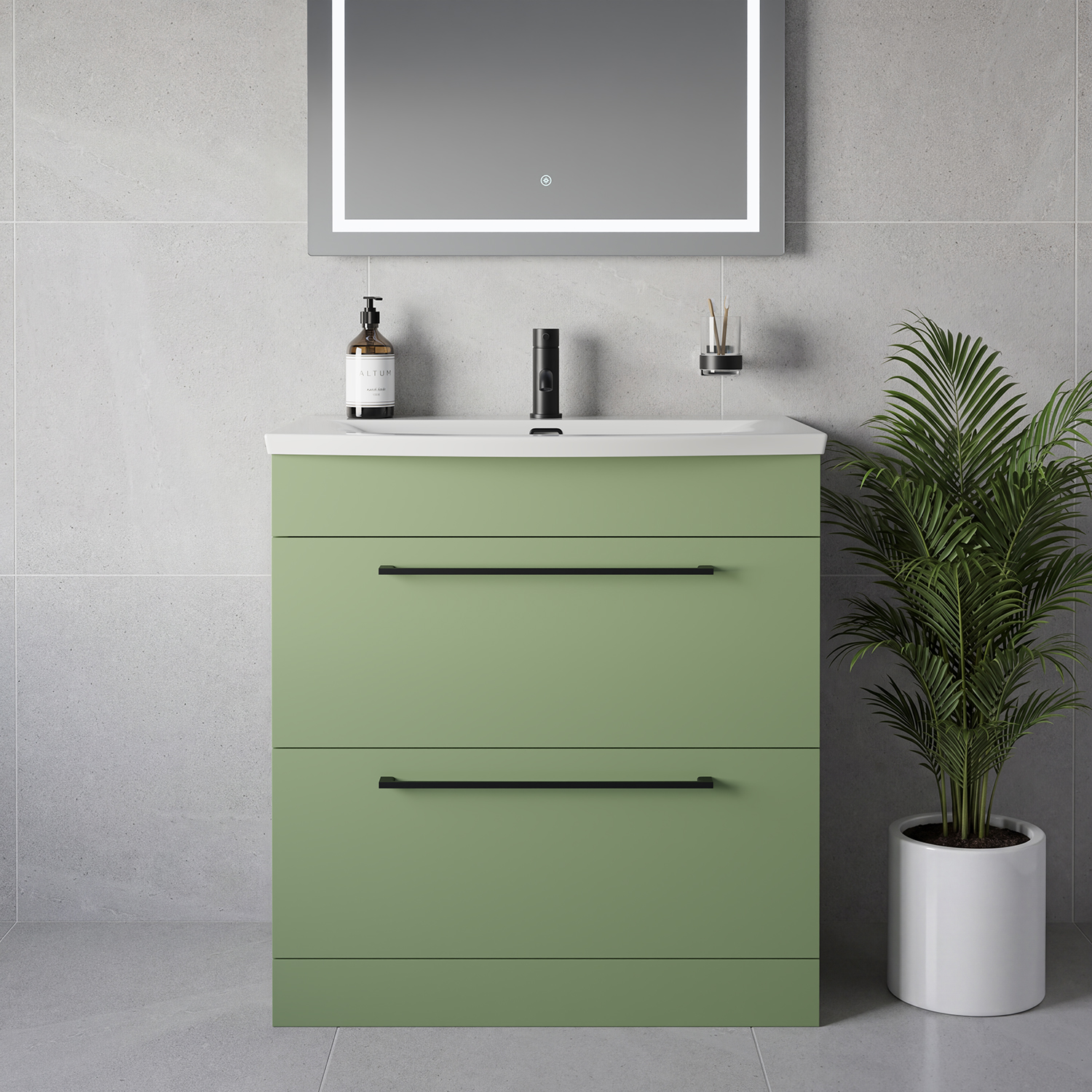Napoli 390 2 Drawer Vanity Unit with Arc Basin