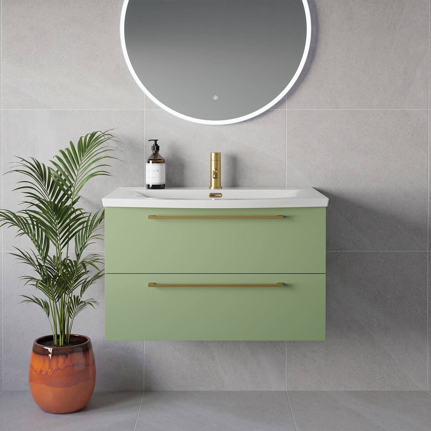 Napoli 390 Wall Mounted 2 Drawer Vanity Unit with Arc Basin