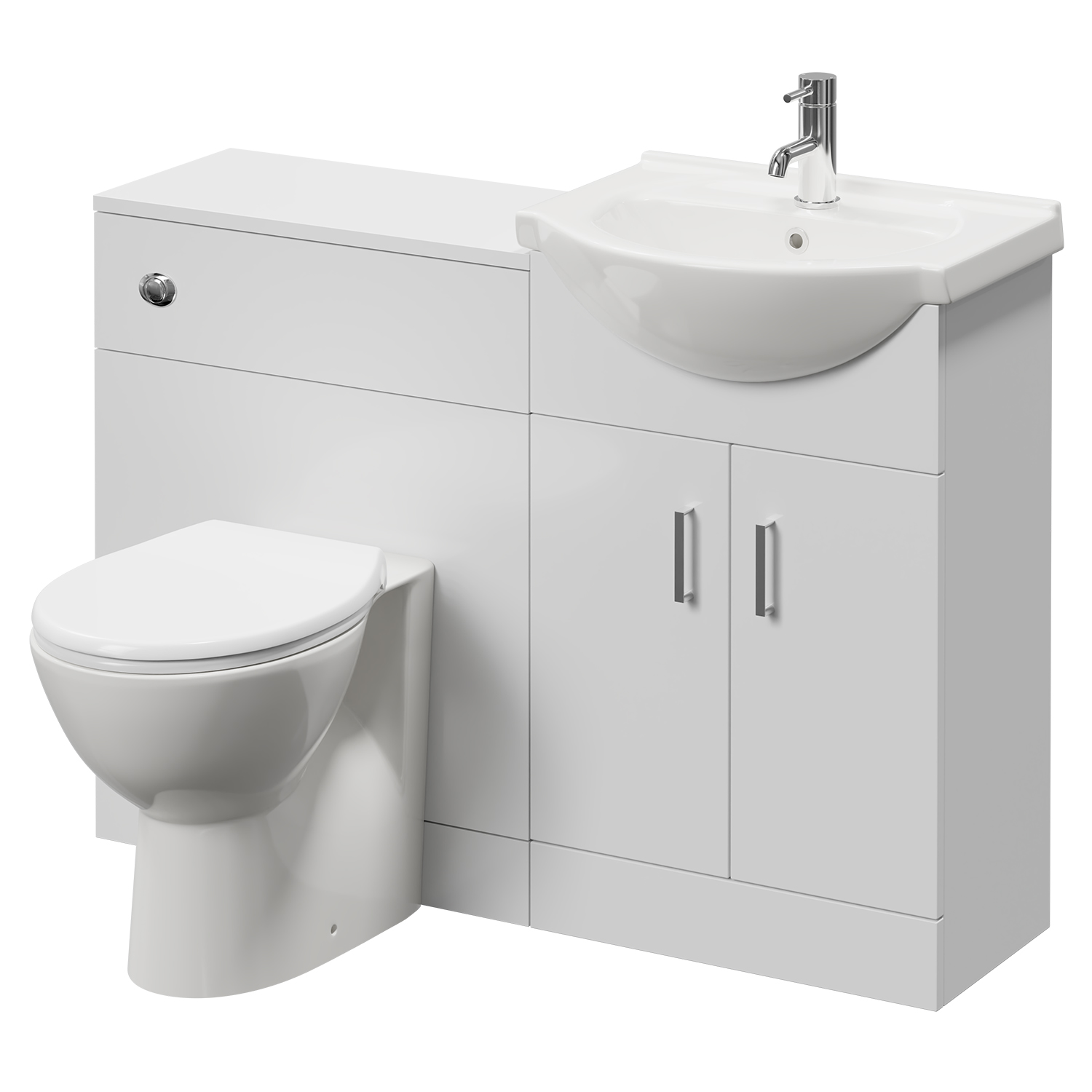 Alexander James Gloss White Cento 2 Door Vanity Unit Toilet Suite | | Mfc | 1150Mm