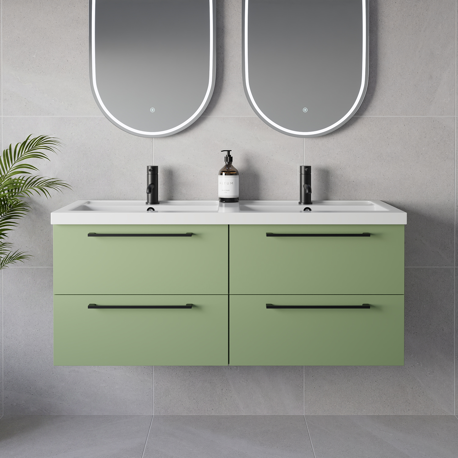 Napoli 390 Wall Mounted 4 Drawer Vanity Unit with Double Lucia Basins