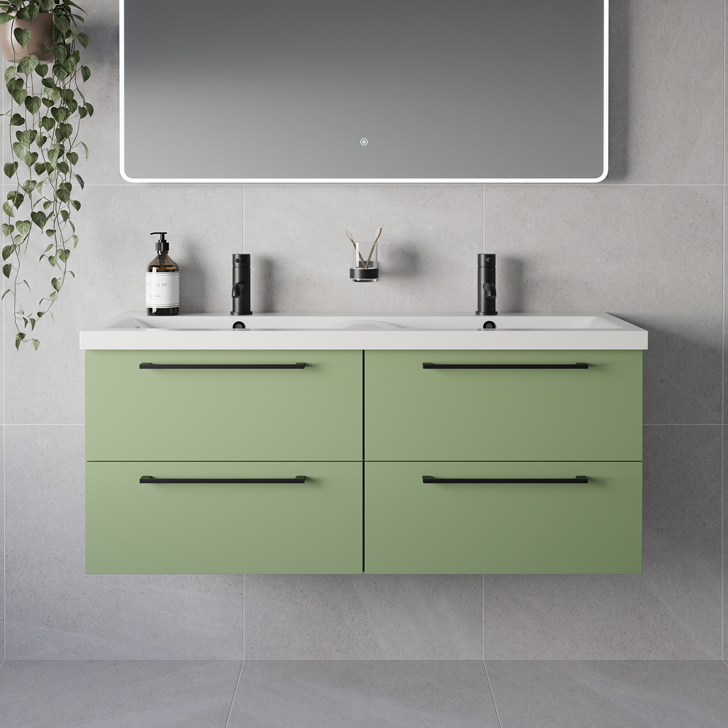 Napoli 390 Wall Mounted 4 Drawer Vanity Unit with Double Glide Basins