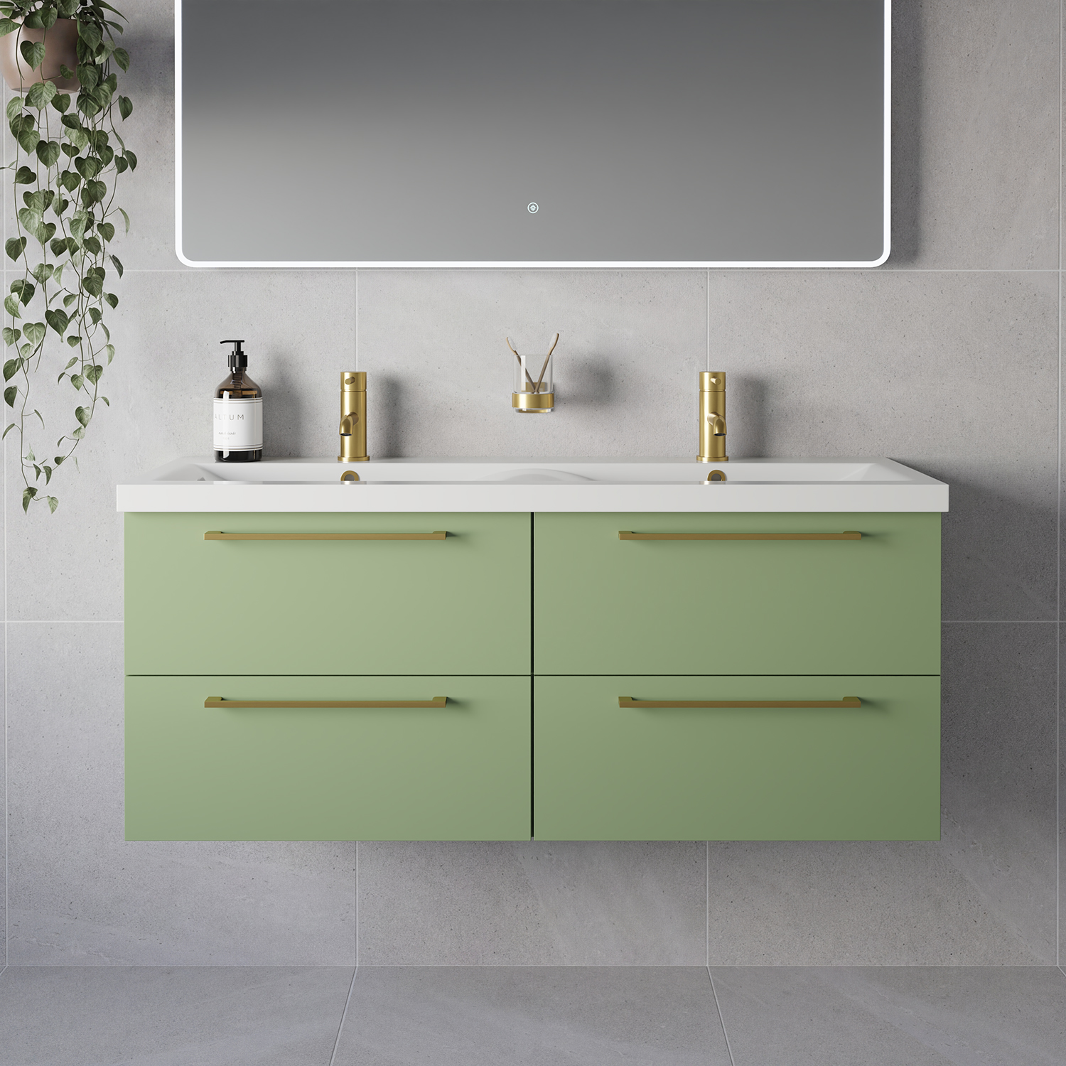 Napoli 390 Wall Mounted 4 Drawer Vanity Unit with Double Glide Basins