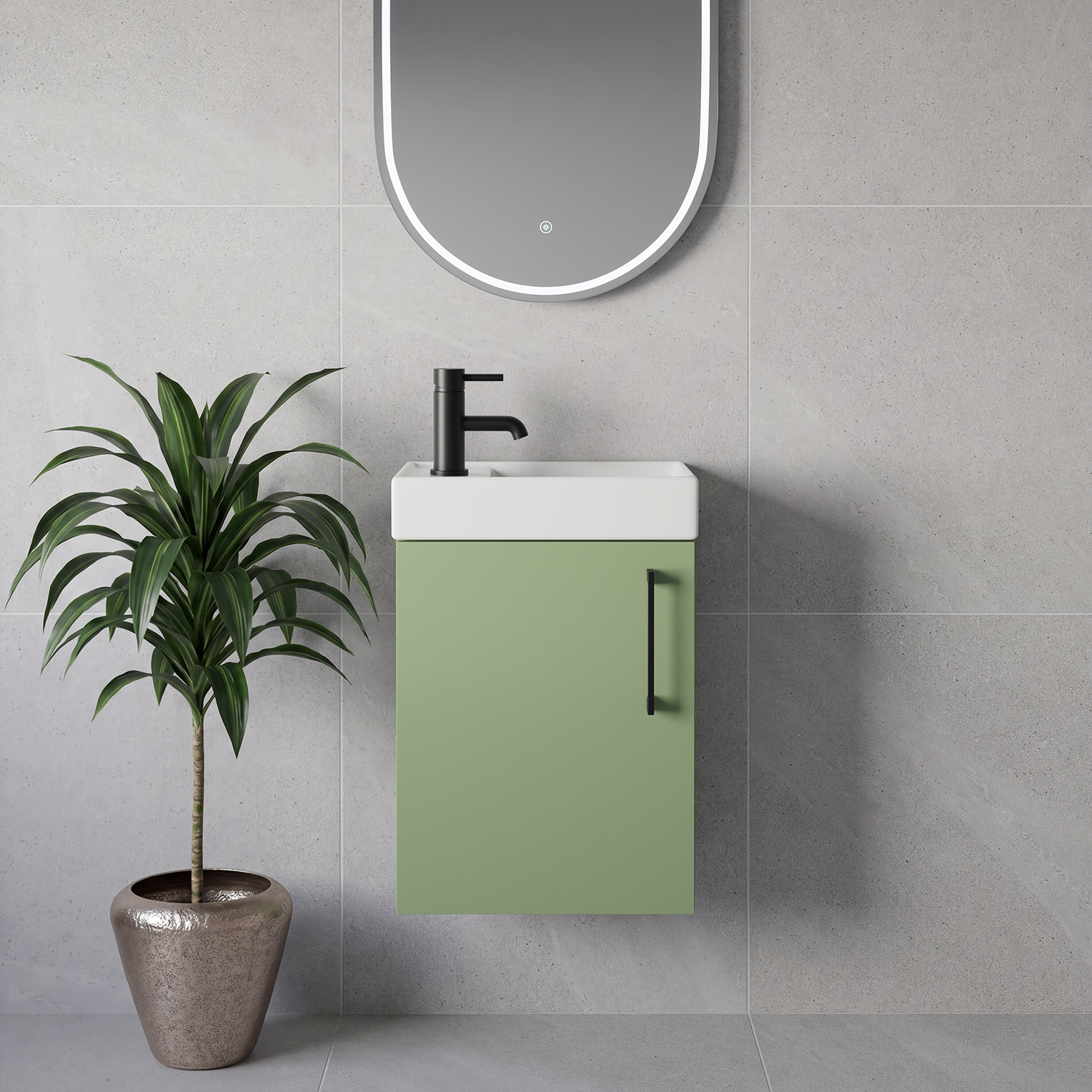Napoli Cube Wall Mounted Single Door Vanity Unit with Align Basin