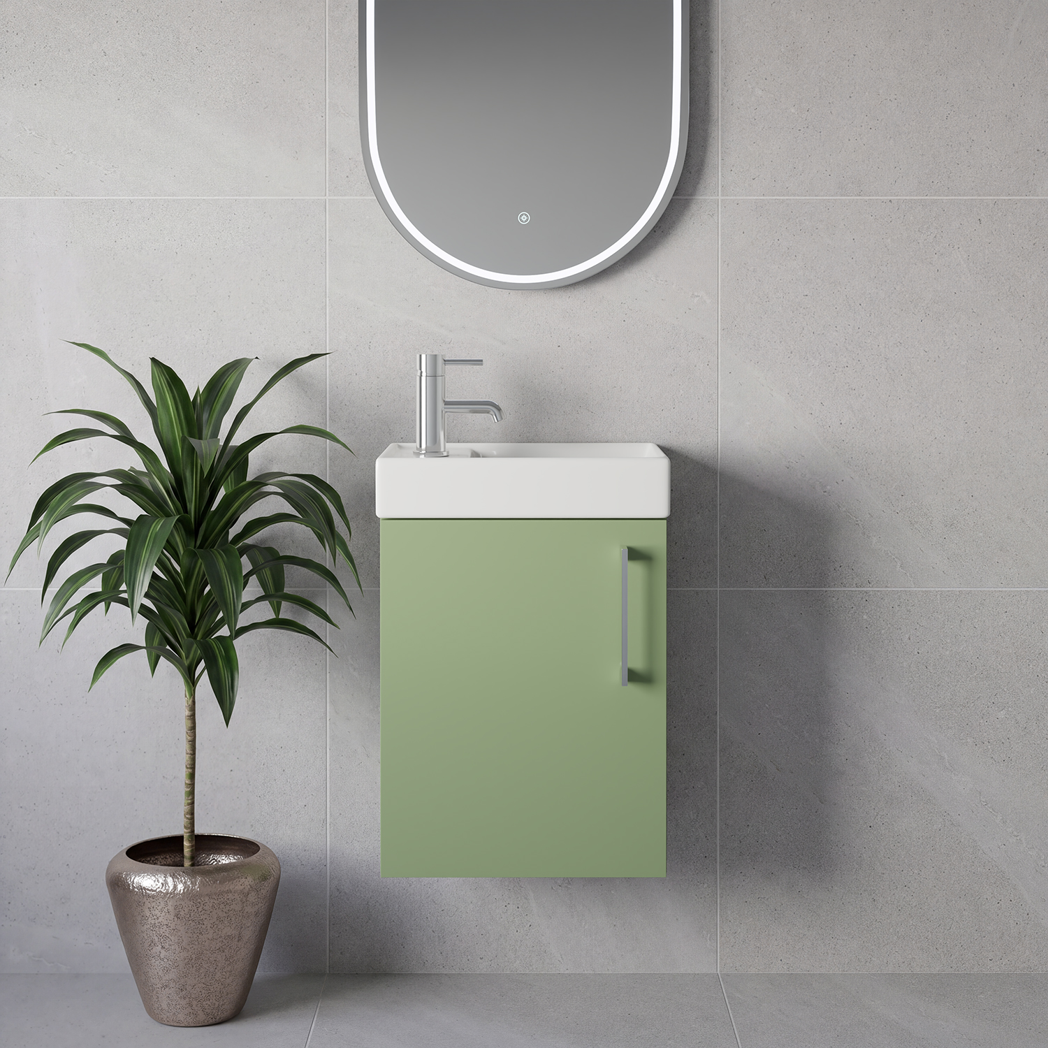 Napoli Cube Wall Mounted Single Door Vanity Unit with Align Basin