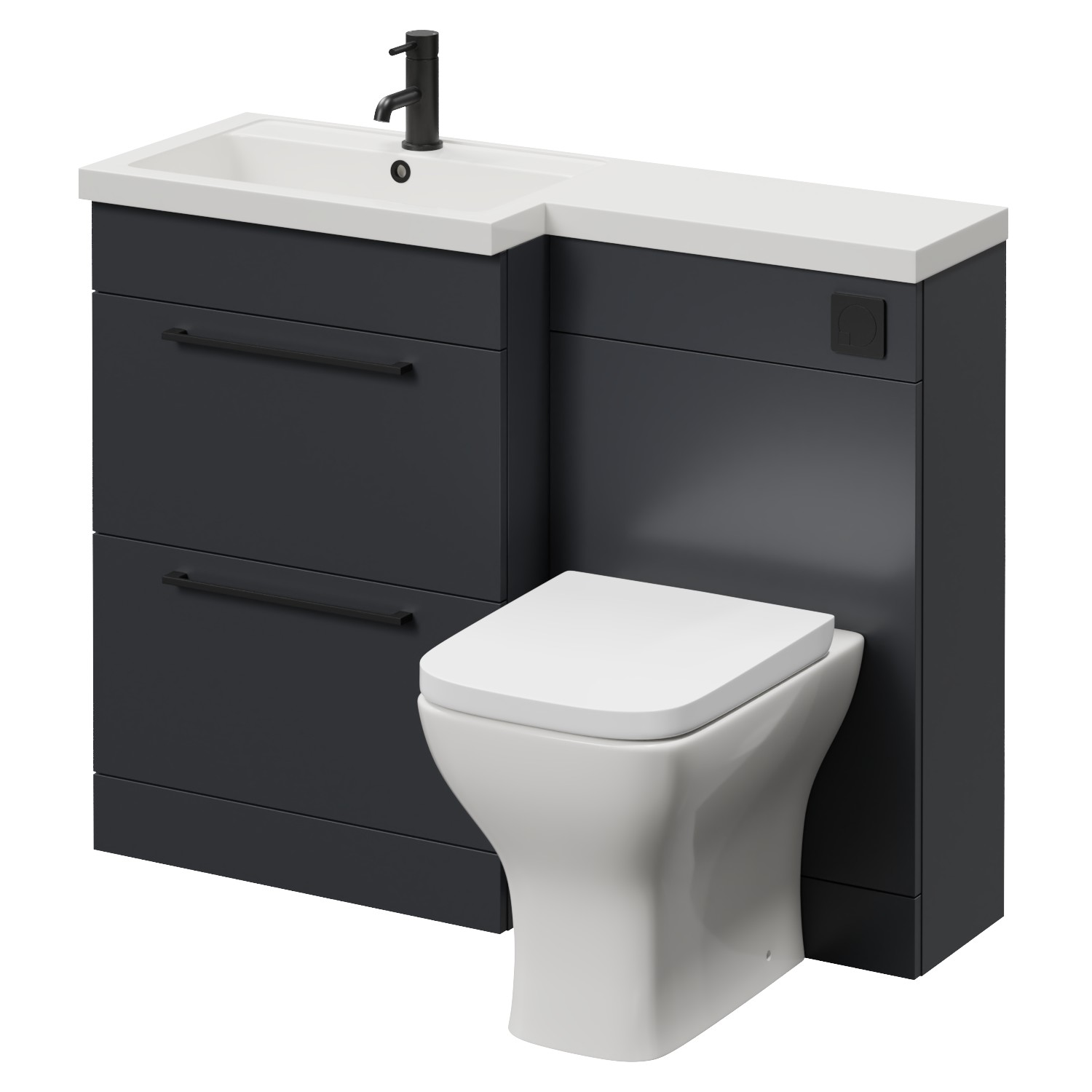 Napoli 390 2 Drawer Vanity Unit Toilet Suite with Square Left Hand Lucia Basin
