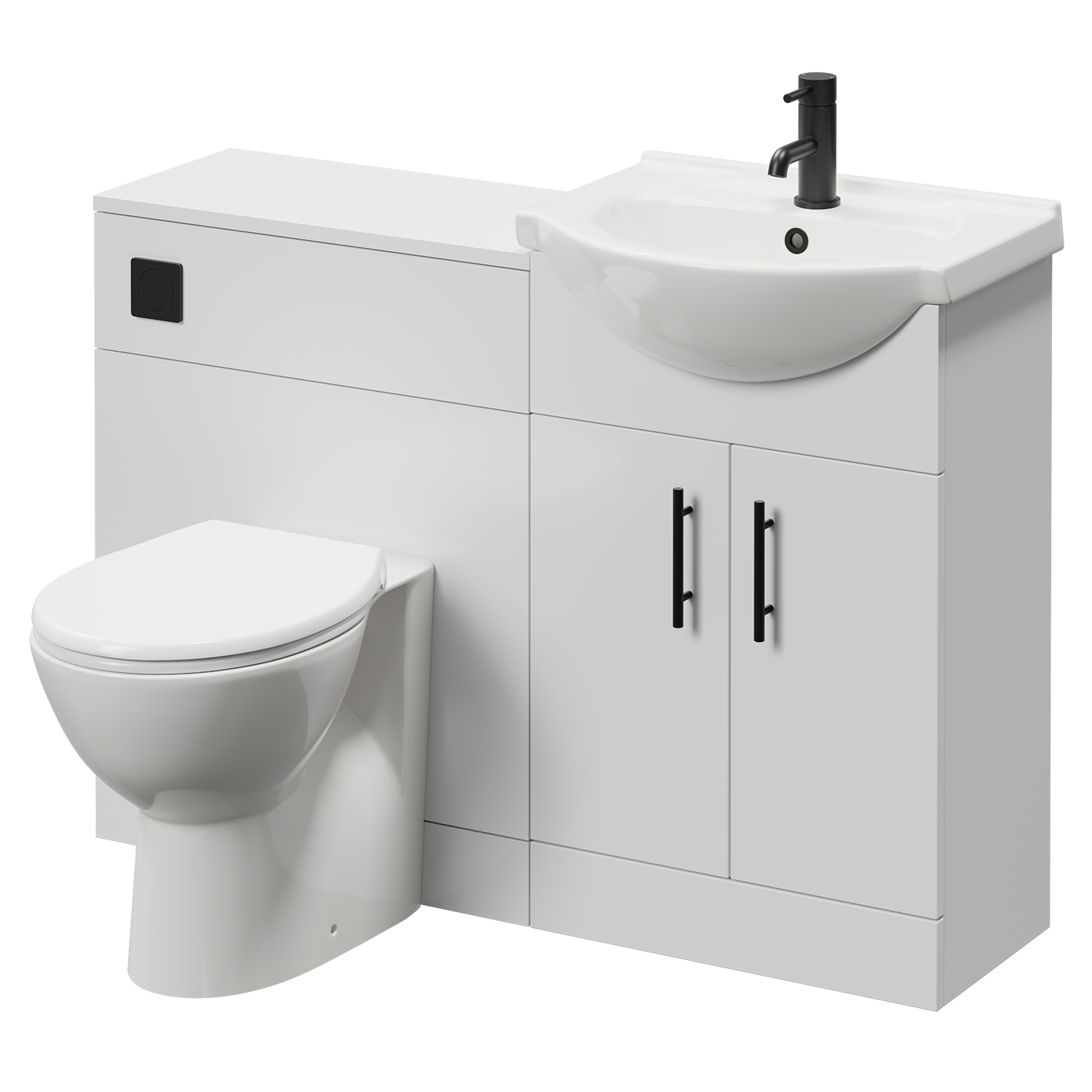 Alexander James Gloss White Cento 2 Door Vanity Unit Toilet Suite | | Mfc | 1150Mm