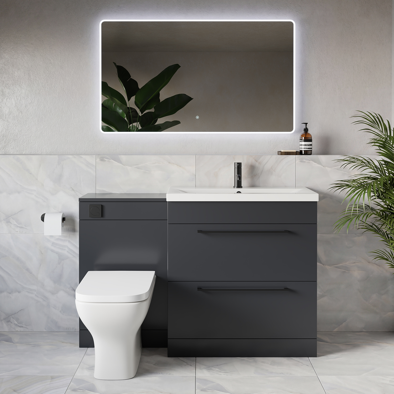 Napoli 390 2 Drawer Vanity Unit Toilet Suite with Glide Basin