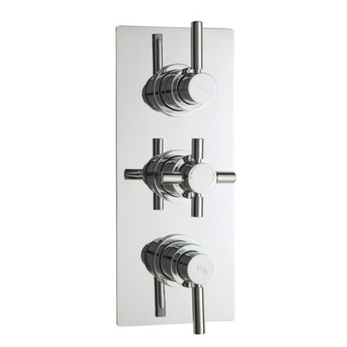 Hudson Reed Chrome Tec Triple Concealed Thermostatic Shower Valve With 2 Outlets | | Brass | 80Mm X 280Mm X 136Mm