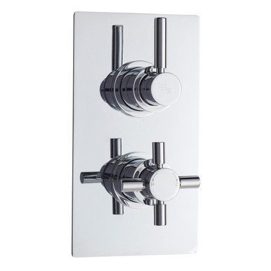 Hudson Reed Chrome Tec Twin Concealed Thermostatic Shower Valve And Diverter With 2 Outlets | | Brass | 120Mm X 215Mm X 137Mm