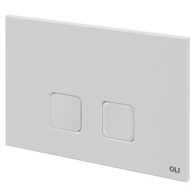 Oli White Basal Flush Plate With Square Push Buttons | | Plastic | 230Mm