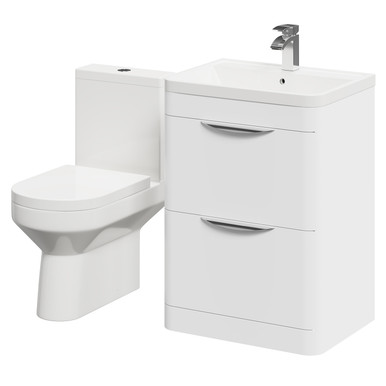 Wholesale Domestic Gloss White Arendal Floor Standing 2 Drawer Vanity Unit And Open Back Toilet Suite | | Mdf | 600Mm