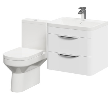 Wholesale Domestic Gloss White Arendal Wall Mounted 2 Drawer Vanity Unit And Rimless Toilet Suite | | Mdf | 600Mm