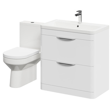 Wholesale Domestic Gloss White Bergen Floor Standing 2 Drawer Vanity Unit And Open Back Toilet Suite | | Mdf | 800Mm