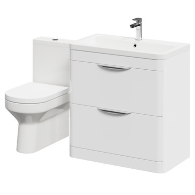 Wholesale Domestic Gloss White Bergen Floor Standing 2 Drawer Vanity Unit And Closed Back Toilet Suite | | Mdf | 800Mm