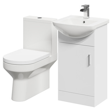 Wholesale Domestic Gloss White Neiva 1 Door Vanity Unit And Closed Back Toilet Suite | | Mdf | 450Mm