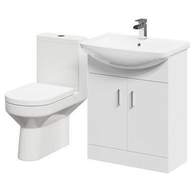 Wholesale Domestic Gloss White Neiva 2 Door Vanity Unit And Rimless Toilet Suite | | Abs Polished Chrome | 650Mm