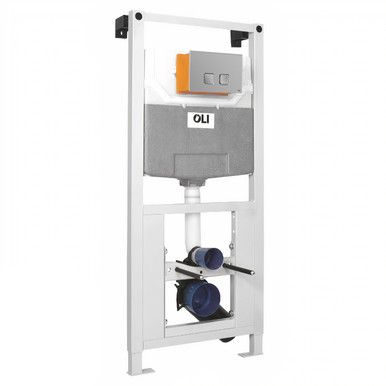 Oli Satin Chrome 120 Plus Mechanical Mid Height Concealed Cistern With Wall Frame And Basal Dual Flush Plate With Square Buttons | | Abs | 500Mm X 1150Mm X 126Mm