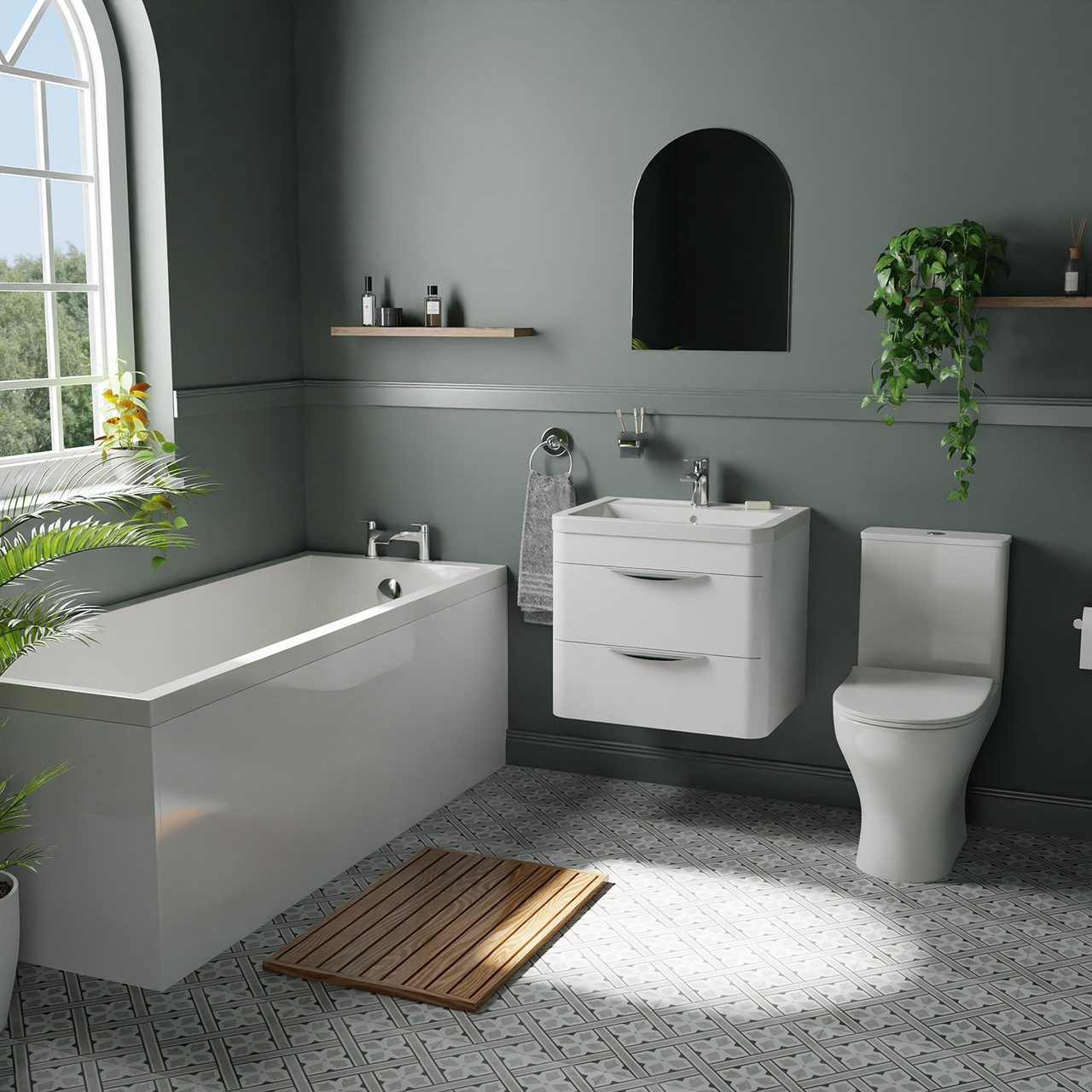 Avon Vanity and 1700mm Straight Single Ended Bathroom Suite