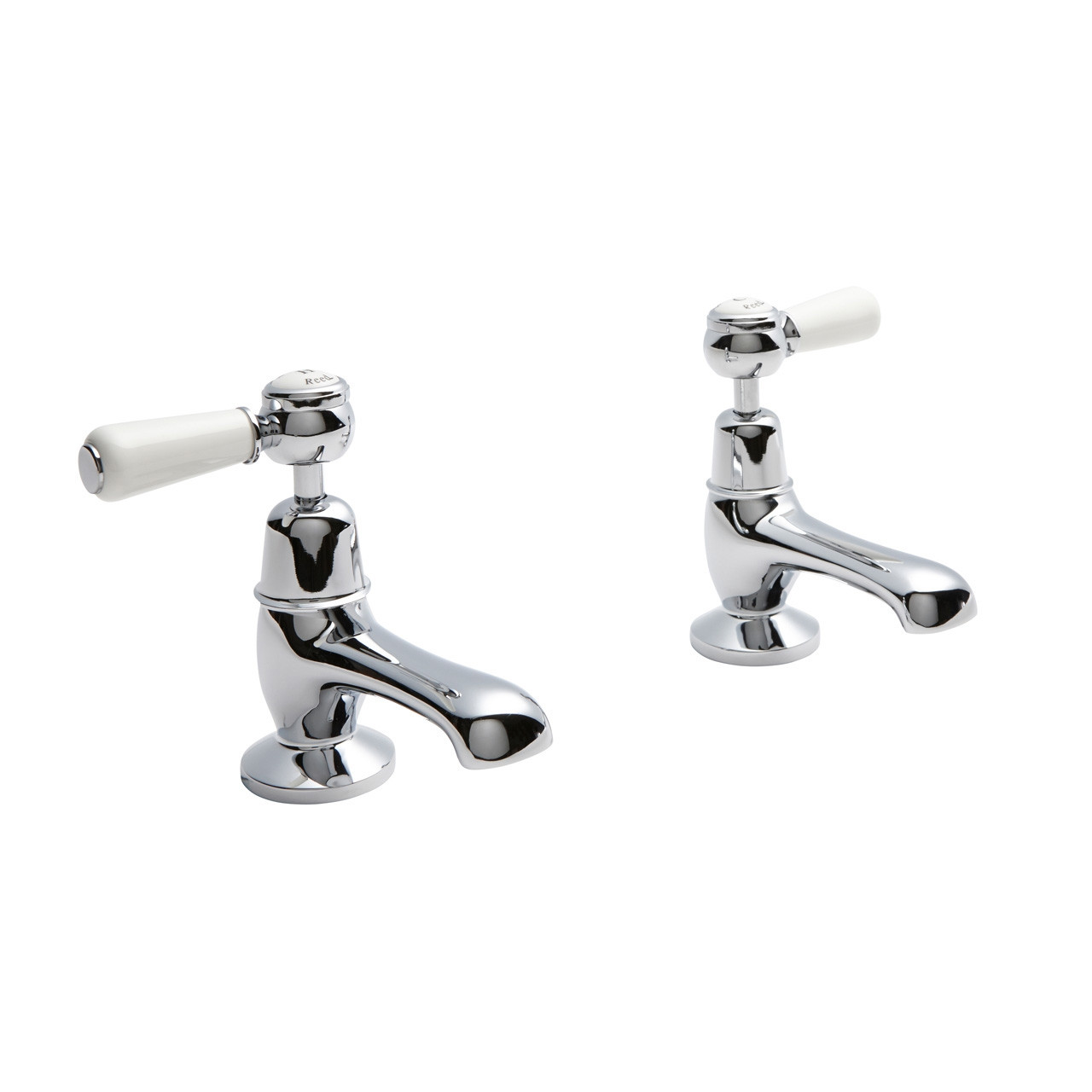 Old London Topaz White Lever Basin Taps with Dome Collar