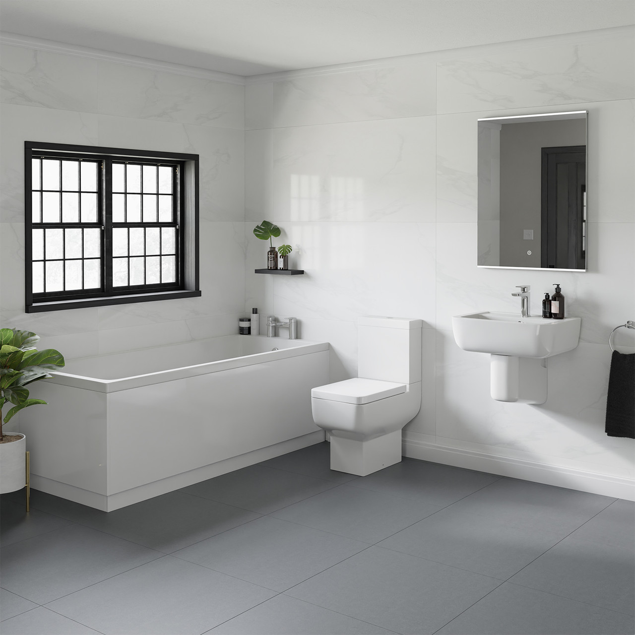 Denton Basin and 1700mm Slim Edge Straight Single Ended Bathroom Suite
