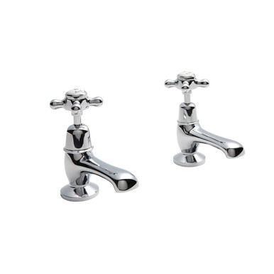 Old London Chrome Topaz White Crosshead Basin Taps With Dome Collar | | Brass | 66Mm X 141Mm X 119Mm