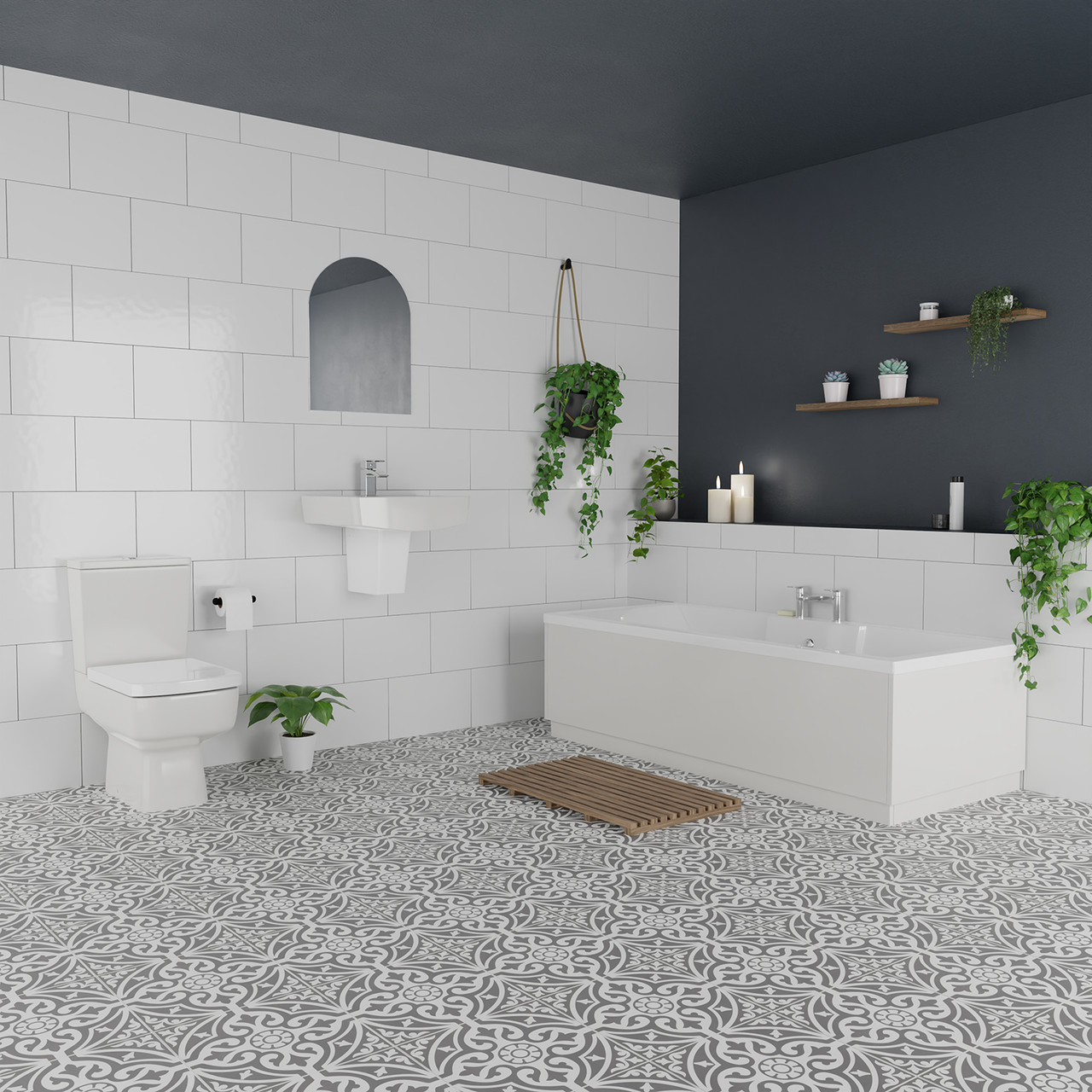 Miller 520mm Basin and Left Hand Straight Single Ended Bathroom Suite