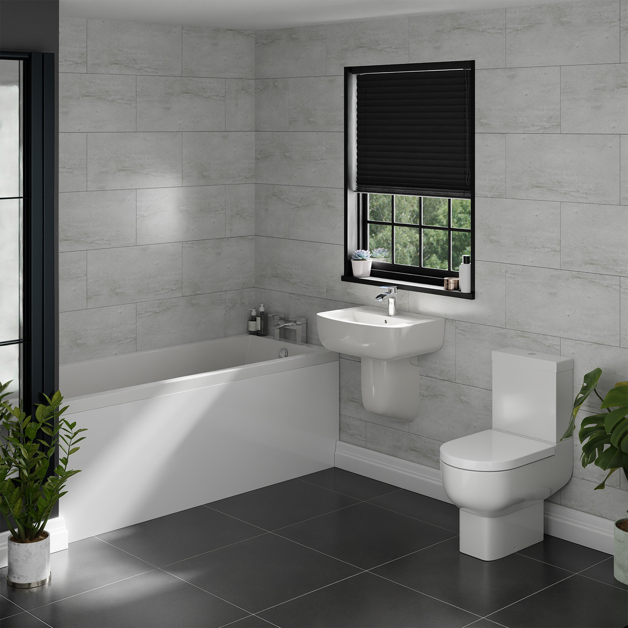 Quinn Basin and 1800mm Straight Single Ended Bathroom Suite