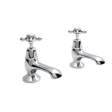 Old London Chrome Topaz White Crosshead Bath Taps With Dome Collar | | Brass | 66Mm X 137Mm X 119Mm