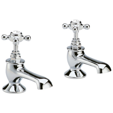 Old London Chrome Topaz White Crosshead Bath Taps With Hex Collar | | Brass | 66Mm X 137Mm X 119Mm