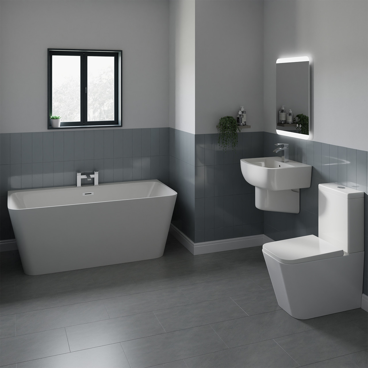 Knox Basin and 1500mm Double Ended Back to Wall Freestanding Bathroom Suite