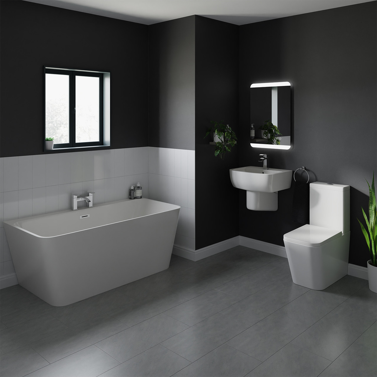 Knox Basin and 1700mm Double Ended Back to Wall Freestanding Bathroom Suite