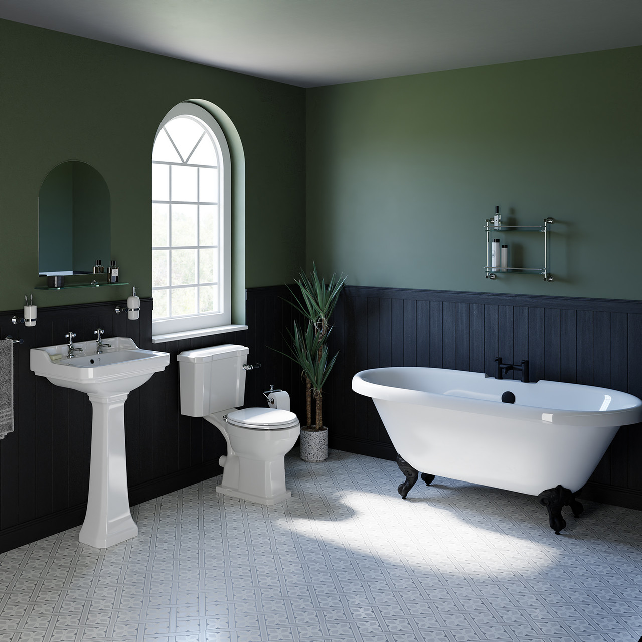 Chelsea Basin and 1695mm Freestanding Bathroom Suite with Matt Black Claw Feet