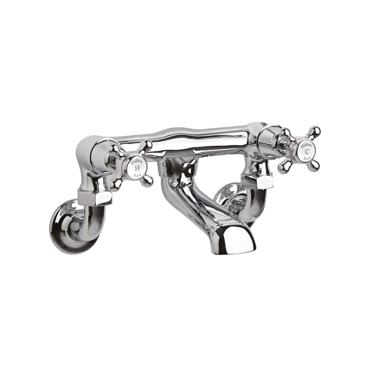 Old London Topaz White Crosshead Wall Mounted Bath Filler Tap with Dome Collar