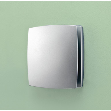 HiB Breeze Wall Mounted Extractor Fan with Timer | Matt Silver | Plastic | 152mm x 152mm x 33mm