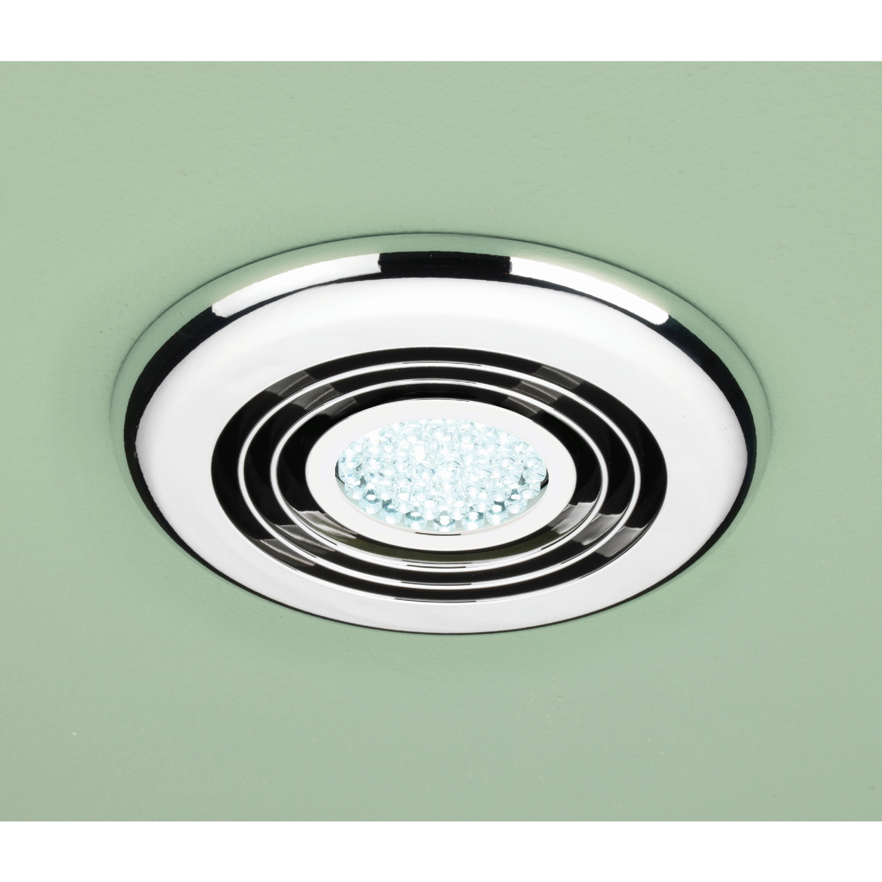 Hib Chrome Cyclone Wet Room Inline Extractor Fan With Cool White Led Light | | Plastic | 145Mm X 145Mm X 15Mm