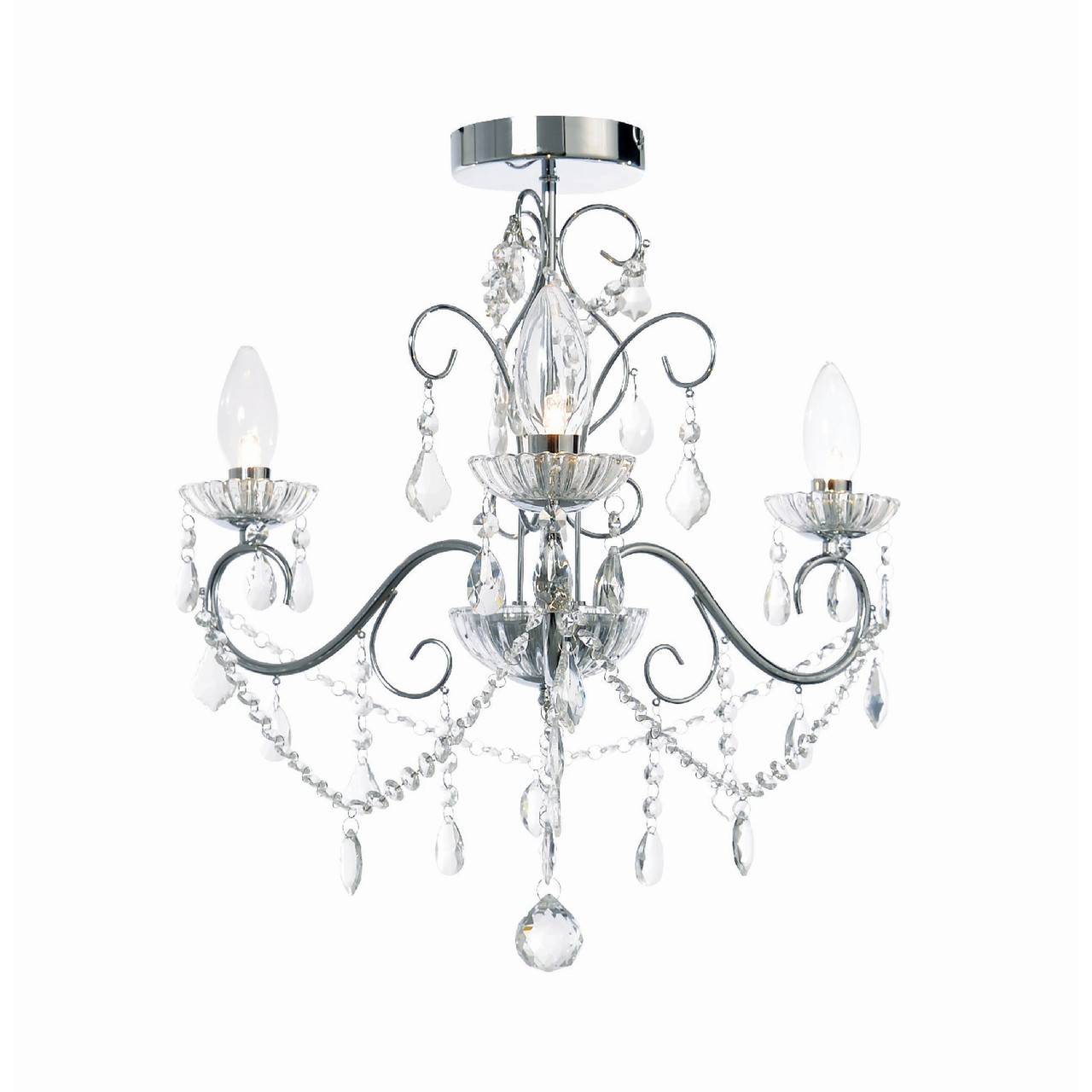 Forum Polished Chrome Spa Vela /Clear 3 Lamp Bathroom Chandelier | | Steel | 420Mm