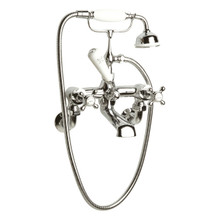 Old London Topaz White Crosshead Wall Mounted Bath Shower Mixer Tap and Shower Kit with Hex Collar, alternate view 2