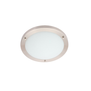 Forum Satin Nickel Spa Delphi Large Led Flush Ceiling Light | | Steel | 310Mm