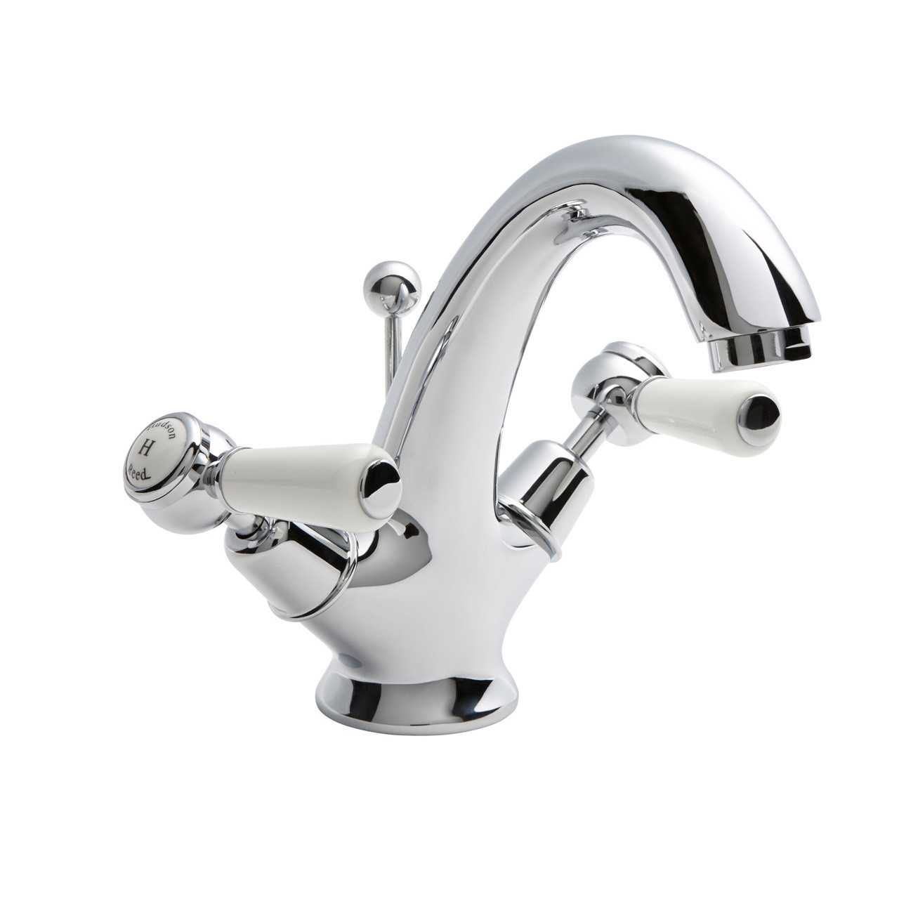 Old London Chrome Topaz White Lever Mono Basin Mixer Tap With Dome Collar | | Brass | 214Mm X 176Mm X 158Mm