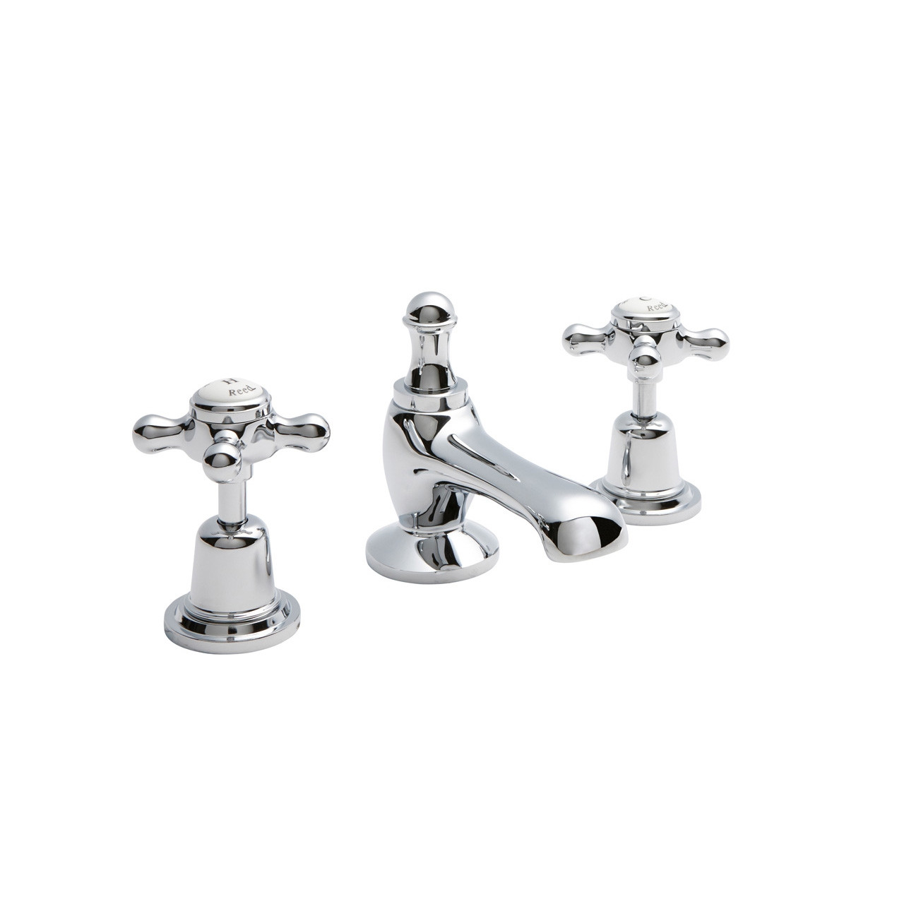 Old London Topaz White Crosshead 3 Tap Hole Basin Mixer Tap with Dome Collar