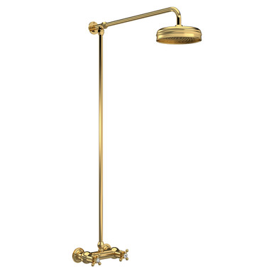 Old London Brushed Brass Topaz Thermostatic Shower Valve And Rigid Riser Kit | | 200Mm X 1045Mm X 689Mm