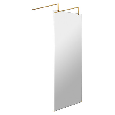 Hudson Reed Brushed Brass Wetroom Shower Screen With Support Bars And Feet | | Glass/Aluminium | 800Mm X 1950Mm