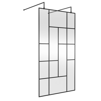 Hudson Reed Matt Black Abstract Wetroom Shower Screen With Support Bars And Feet | | Glass/Aluminium | 1100Mm X 1950Mm