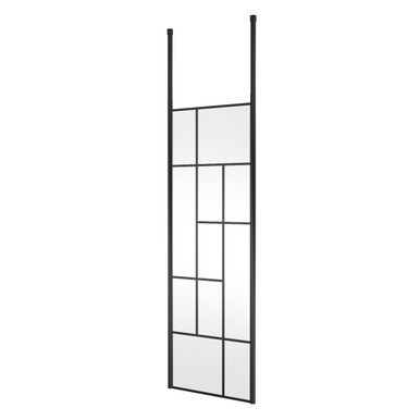 Hudson Reed Matt Black Abstract Framed Wetroom Shower Screen With Ceiling Posts | | Glass/Aluminium | 700Mm X 1950Mm