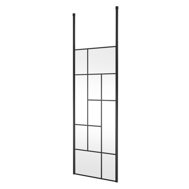 Hudson Reed Matt Black Abstract Framed Wetroom Shower Screen With Ceiling Posts | | Glass/Aluminium | 800Mm X 1950Mm