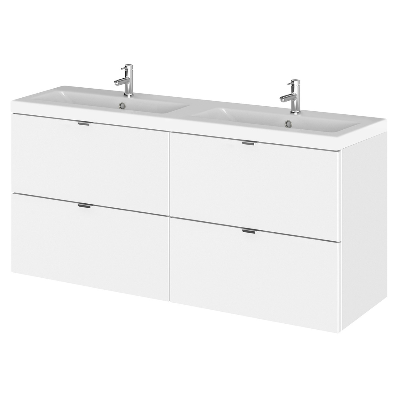 Hudson Reed Fusion Wall Hung 4 Drawer Combination Vanity Unit with Double Ceramic Basins